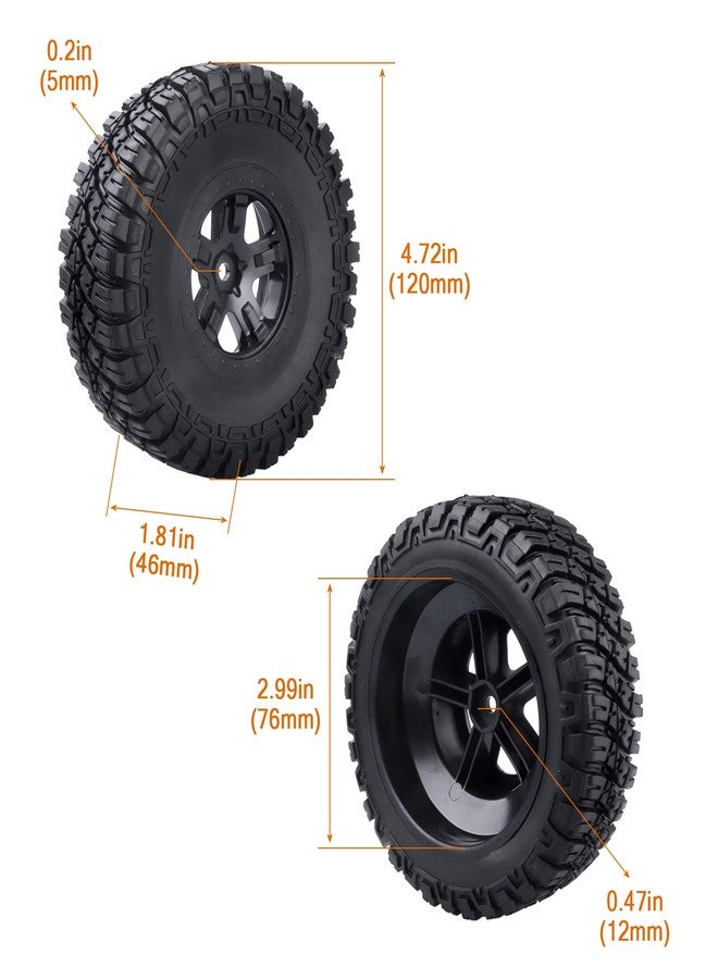 إطارات وعجلات GoHobby 4.72 بوصة 120 مم RC Short Course مقاس 12 مم سداسي لسيارات Traxxas Slash 2WD و Slash 4x4 و Losi SCT و Redcat Blackout SC بمقياس 1/10، مجموعة من 4 قطع (النوع 2) - Image 3